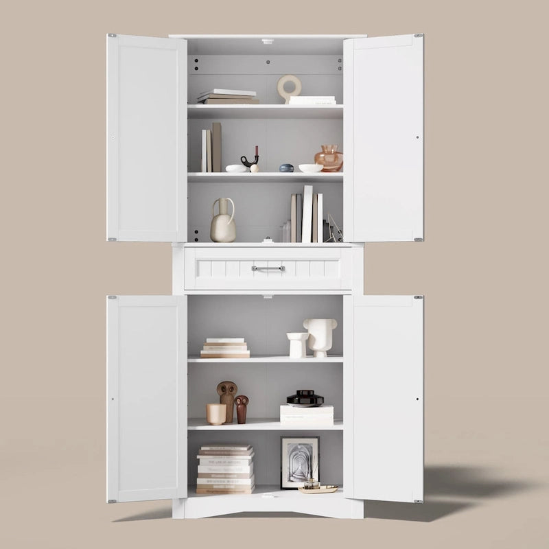 Armoire de rangement autoportante avec tiroir et étagères réglables