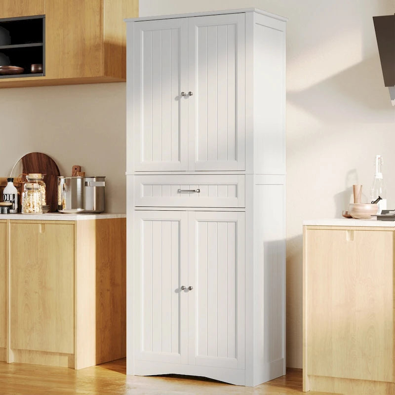 Armoire de rangement autoportante avec tiroir et étagères réglables