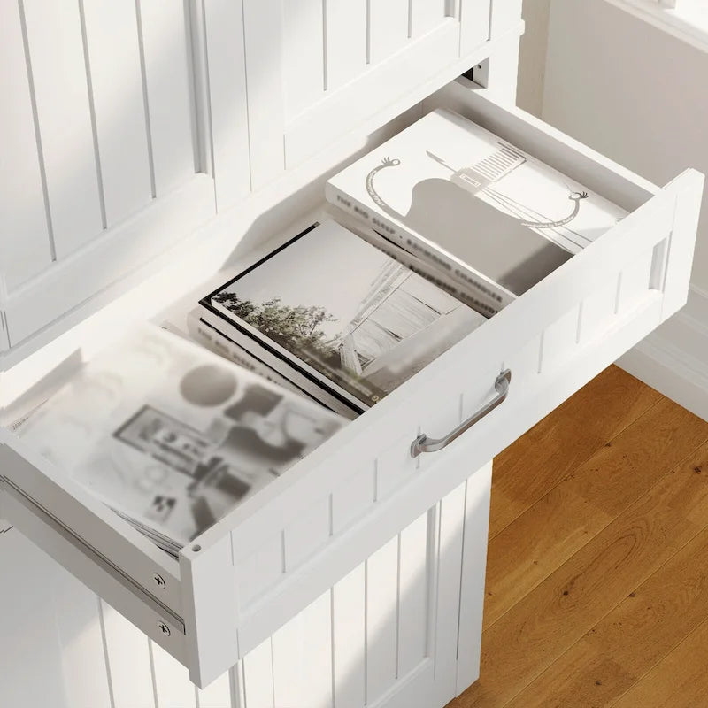 Armoire de rangement autoportante avec tiroir et étagères réglables