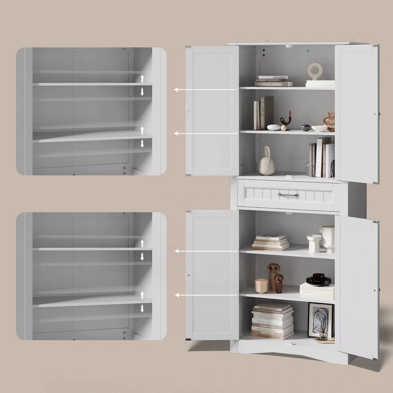 Armoire de rangement autoportante avec tiroir et étagères réglables