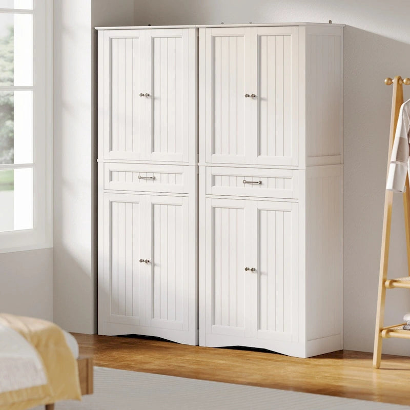 Armoire de rangement autoportante avec tiroir et étagères réglables