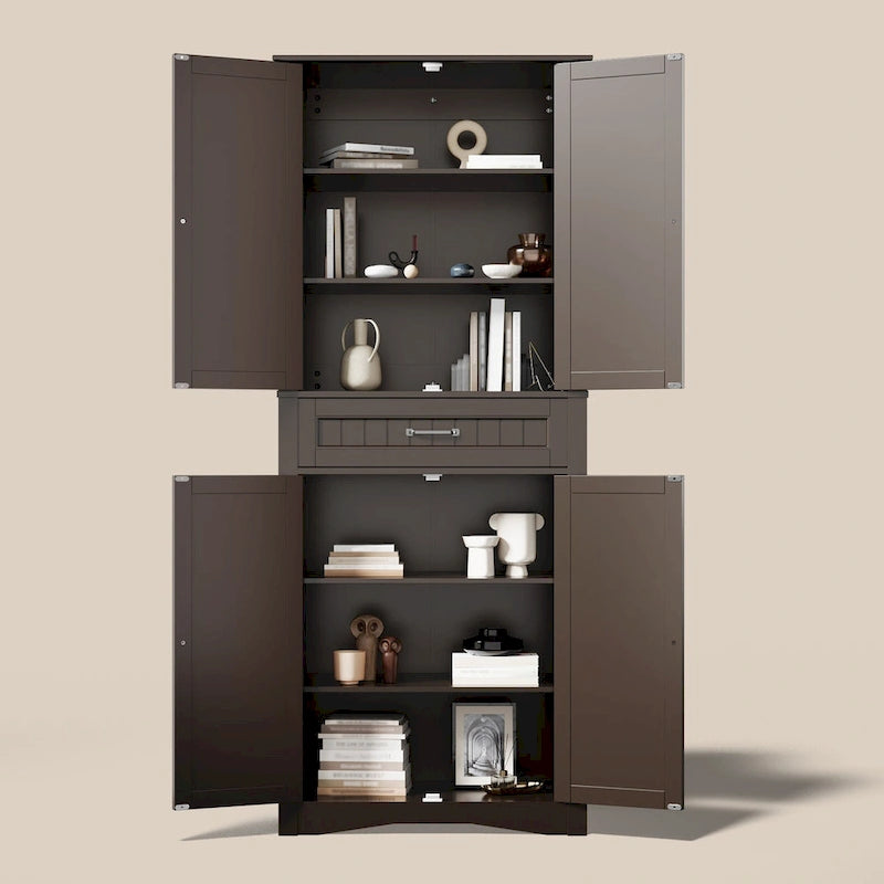 Armoire de rangement autoportante avec tiroir et étagères réglables
