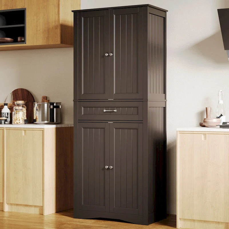 Armoire de rangement autoportante avec tiroir et étagères réglables
