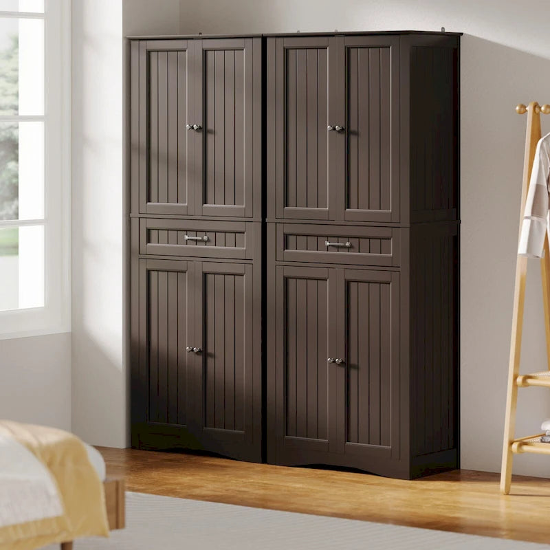 Armoire de rangement autoportante avec tiroir et étagères réglables