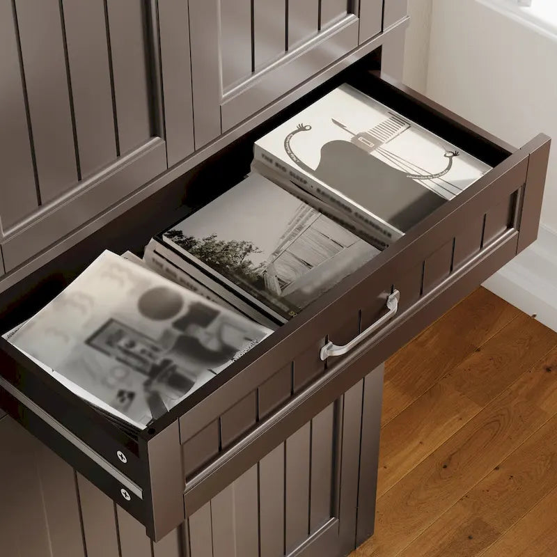 Armoire de rangement autoportante avec tiroir et étagères réglables