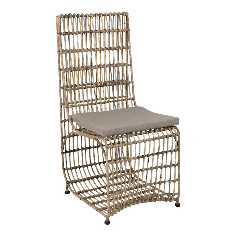 Chaise de salle à manger en fer et rotin