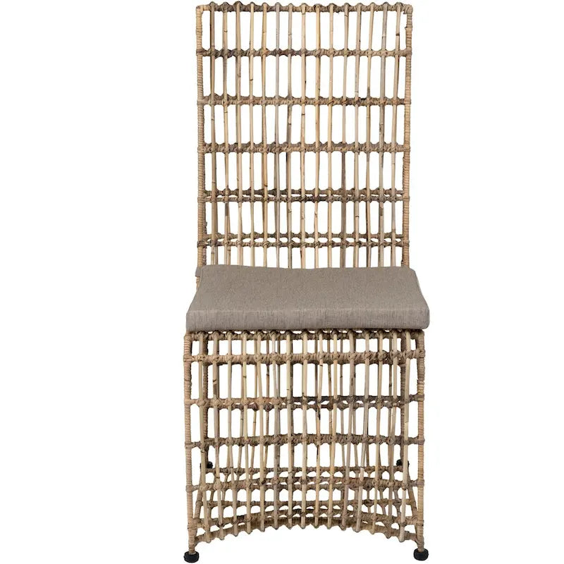 Chaise de salle à manger en fer et rotin