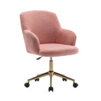 Chaise de bureau pivotante en tissu Teddy avec pieds chromés dorés