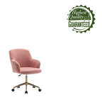 Chaise de bureau pivotante en tissu Teddy avec pieds chromés dorés