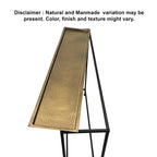Table console de 48 pouces avec plateau de style plateau en bronze antique martelé et piètement en fer noir
