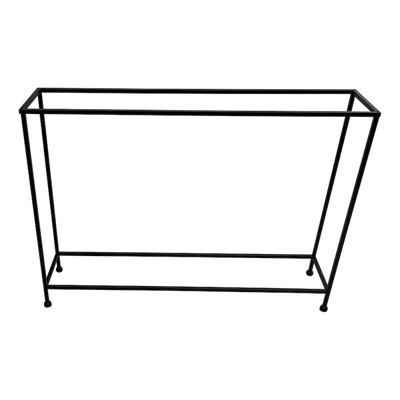 Table console de 48 pouces avec plateau de style plateau en bronze antique martelé et piètement en fer noir