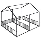 Lit plateforme en forme de maison pour enfants, taille jumeau, 2-en-1 avec barrières de sécurité, cadre en métal