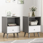Ensemble de 2 tables de chevet avec tiroir et étagère ouverte