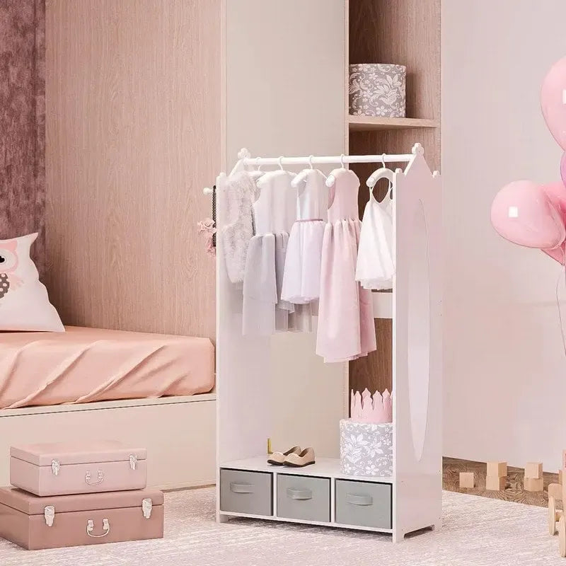 Armoire de rangement déguisements pour enfants avec miroir et tiroirs