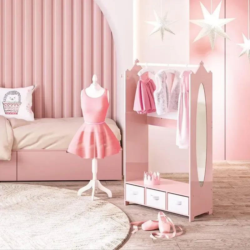 Armoire de rangement déguisements pour enfants avec miroir et tiroirs