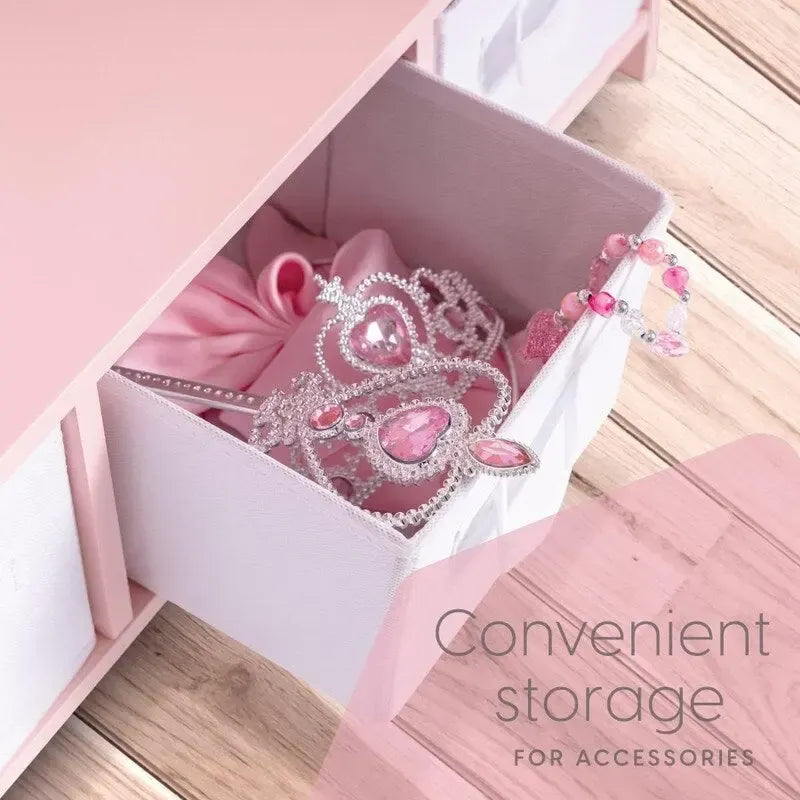 Armoire de rangement déguisements pour enfants avec miroir et tiroirs