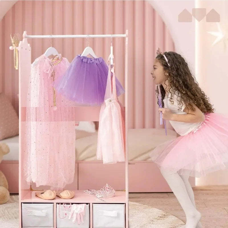 Armoire de rangement déguisements pour enfants avec miroir et tiroirs