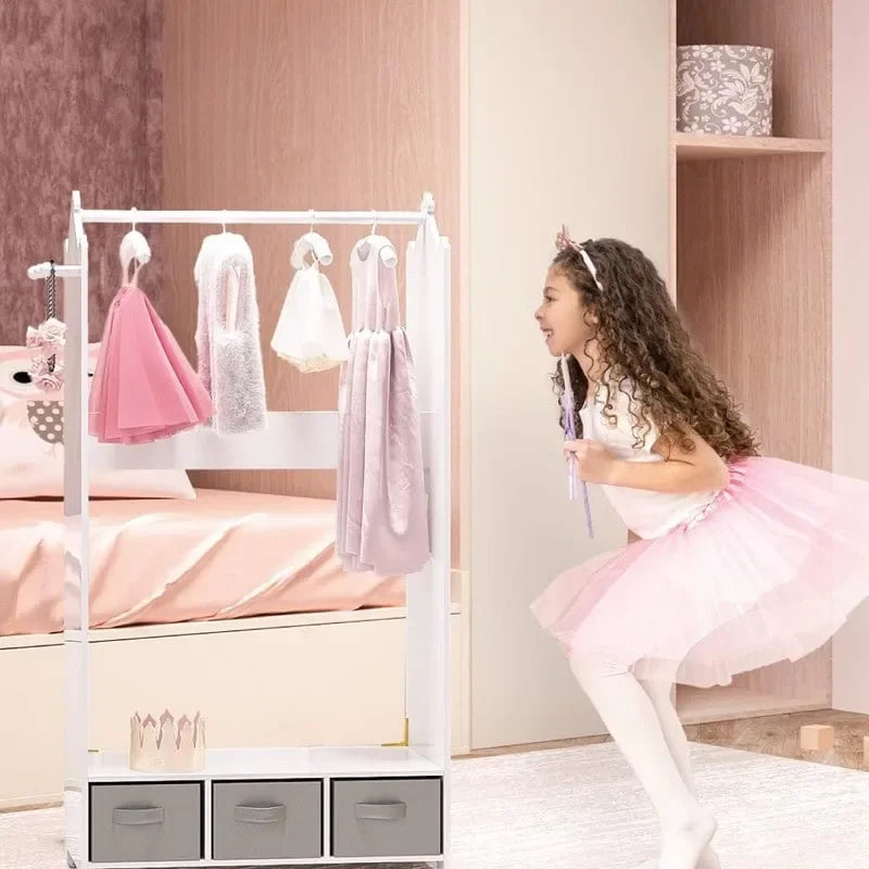 Armoire de rangement déguisements pour enfants avec miroir et tiroirs