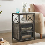 Table de chevet compacte avec 2 tiroirs à abattant et étagère de rangement