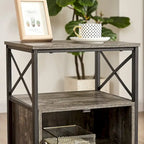 Table de chevet compacte avec 2 tiroirs à abattant et étagère de rangement