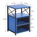 Table de chevet compacte avec 2 tiroirs à abattant et étagère de rangement