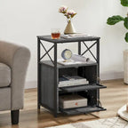 Table de chevet compacte avec 2 tiroirs à abattant et étagère de rangement