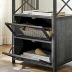 Table de chevet compacte avec 2 tiroirs à abattant et étagère de rangement