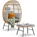 Fauteuil œuf en osier avec ottoman – Ensemble de patio d'extérieur 2 places