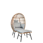 Fauteuil œuf en osier avec ottoman – Ensemble de patio d'extérieur 2 places