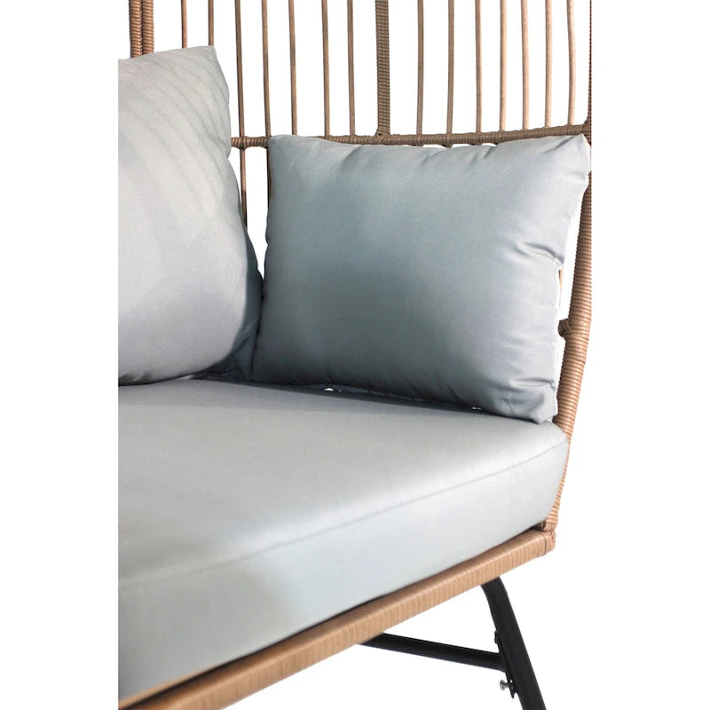 Fauteuil œuf en osier avec ottoman – Ensemble de patio d'extérieur 2 places