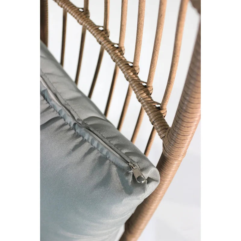 Fauteuil œuf en osier avec ottoman – Ensemble de patio d'extérieur 2 places
