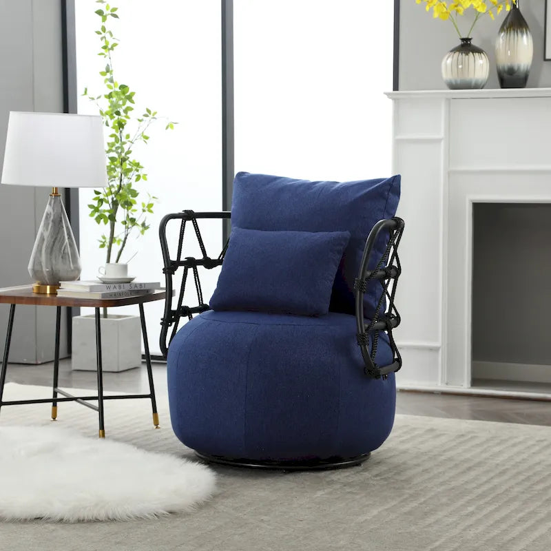 Fauteuil d'appoint rembourré avec piétement en métal
