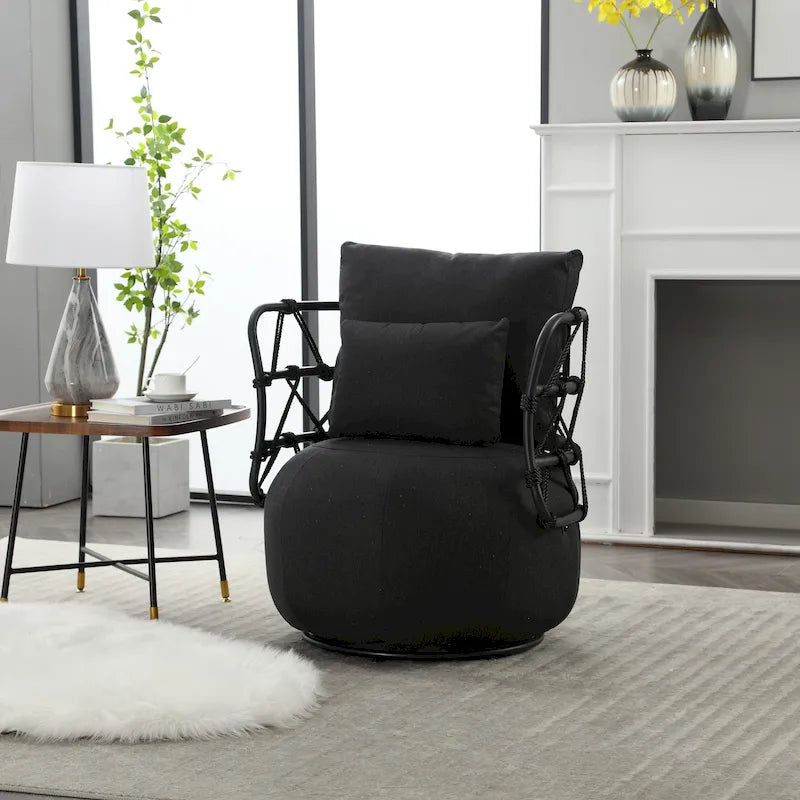 Fauteuil d'appoint rembourré avec piétement en métal