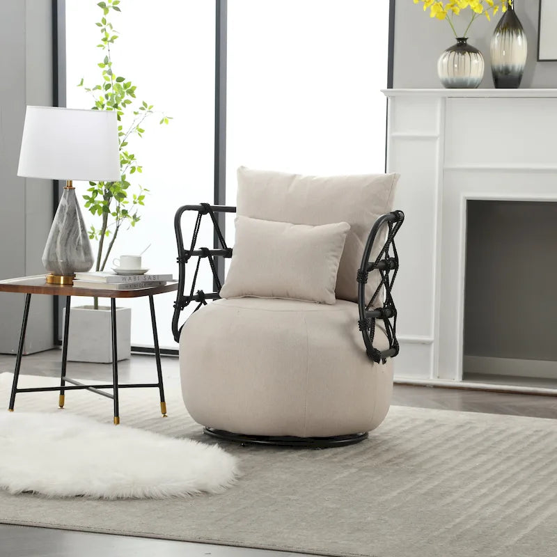 Fauteuil d'appoint rembourré avec piétement en métal