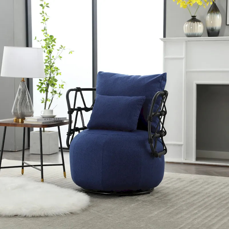 Fauteuil d'appoint rembourré avec piétement en métal
