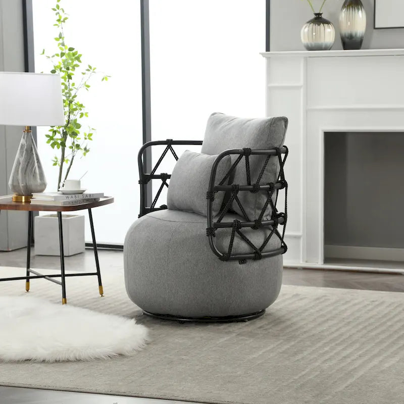 Fauteuil d'appoint rembourré avec piétement en métal