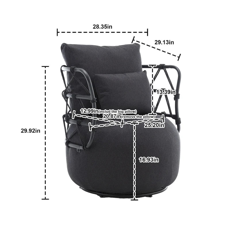 Fauteuil d'appoint rembourré avec piétement en métal