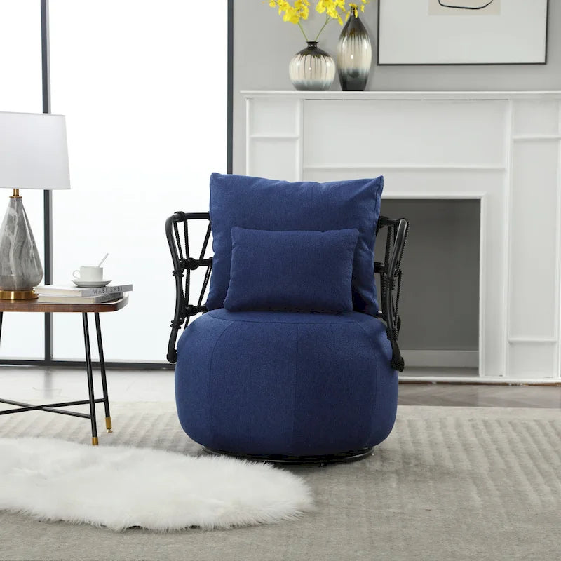 Fauteuil d'appoint rembourré avec piétement en métal