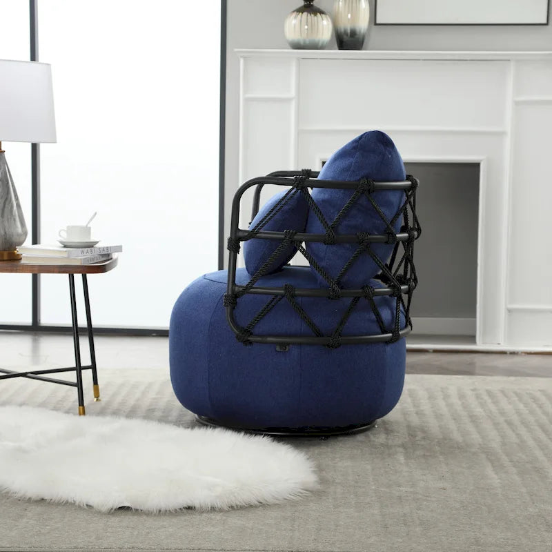Fauteuil d'appoint rembourré avec piétement en métal