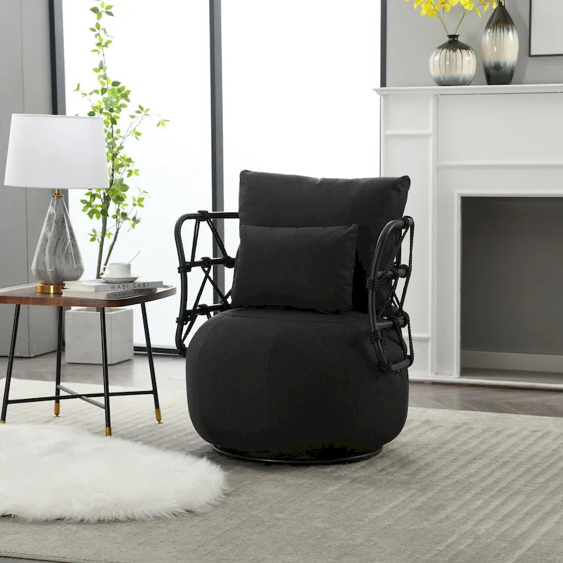 Fauteuil d'appoint rembourré avec piétement en métal