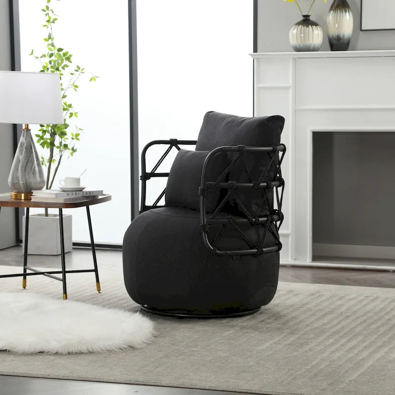 Fauteuil d'appoint rembourré avec piétement en métal