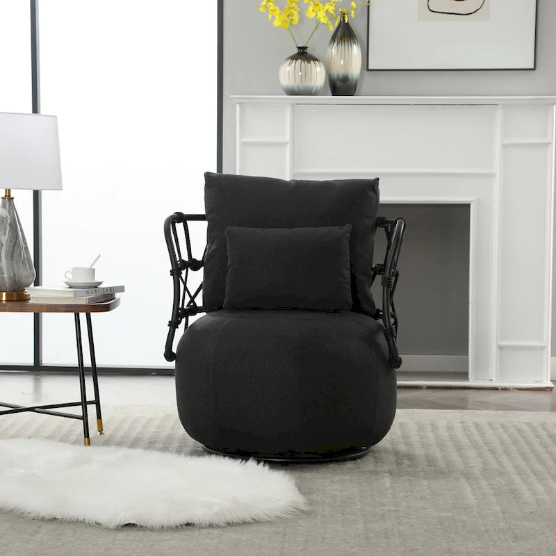 Fauteuil d'appoint rembourré avec piétement en métal