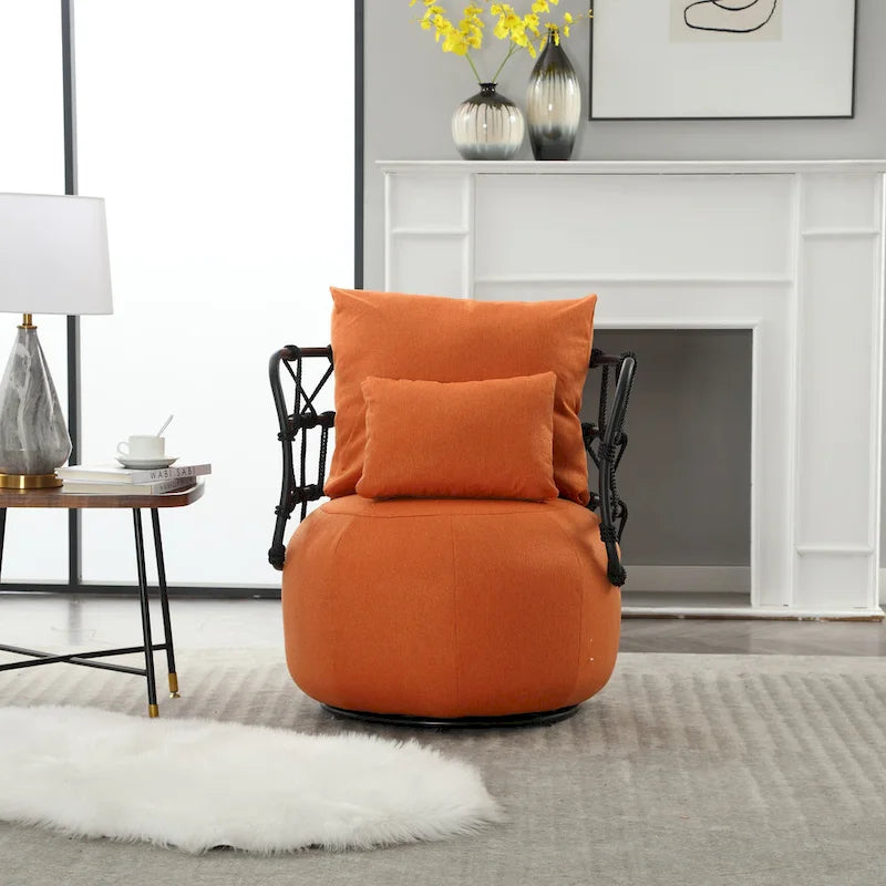 Fauteuil d'appoint rembourré avec piétement en métal