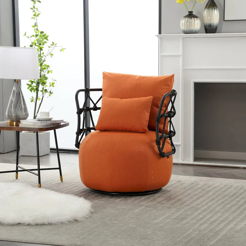 Fauteuil d'appoint rembourré avec piétement en métal