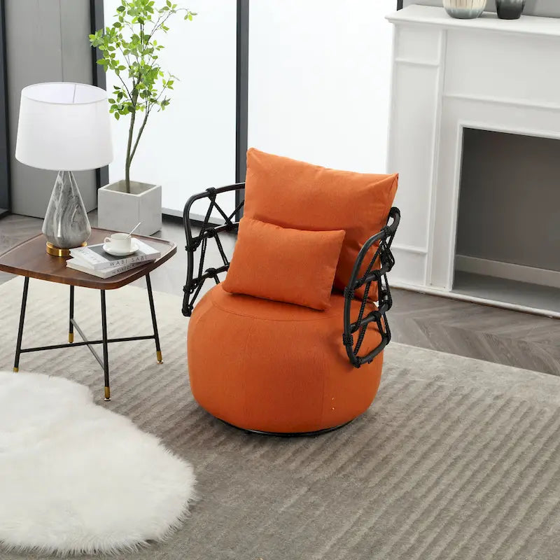 Fauteuil d'appoint rembourré avec piétement en métal