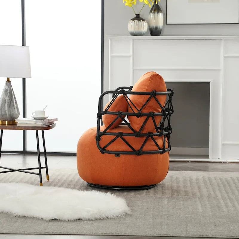Fauteuil d'appoint rembourré avec piétement en métal
