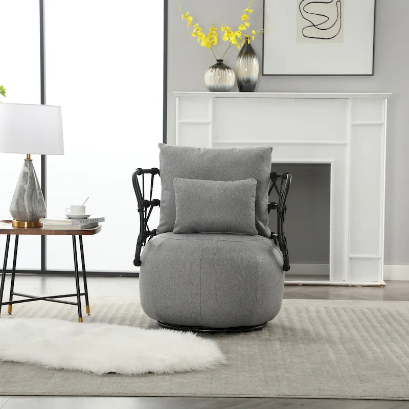 Fauteuil d'appoint rembourré avec piétement en métal
