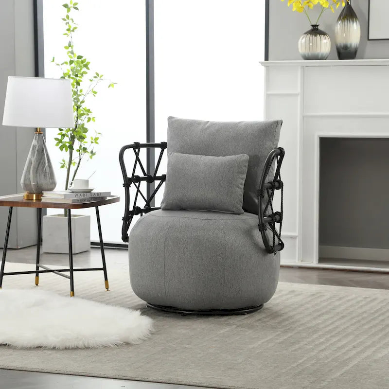 Fauteuil d'appoint rembourré avec piétement en métal