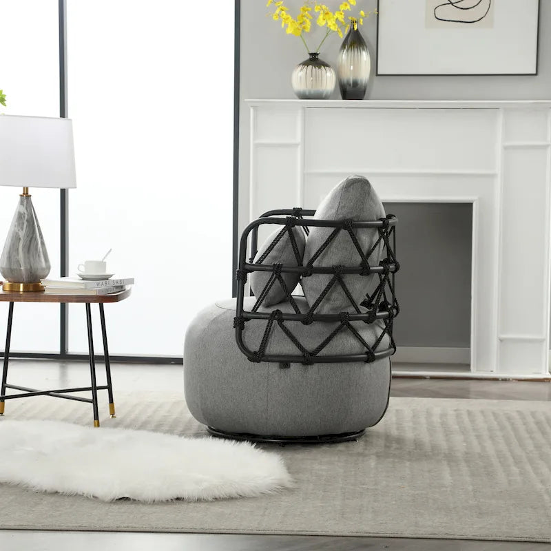Fauteuil d'appoint rembourré avec piétement en métal