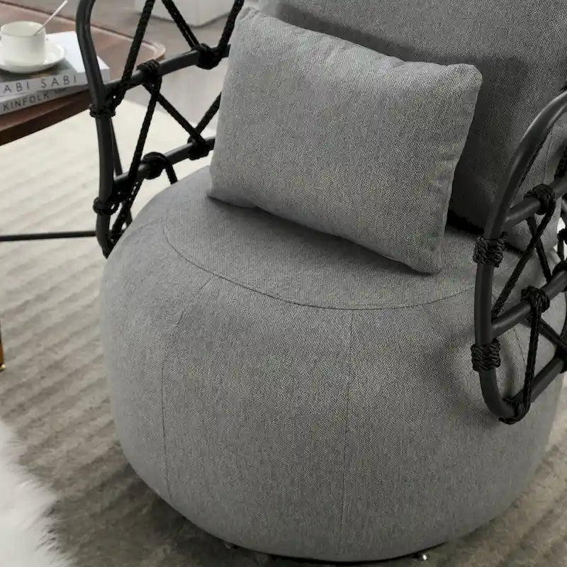 Fauteuil d'appoint rembourré avec piétement en métal